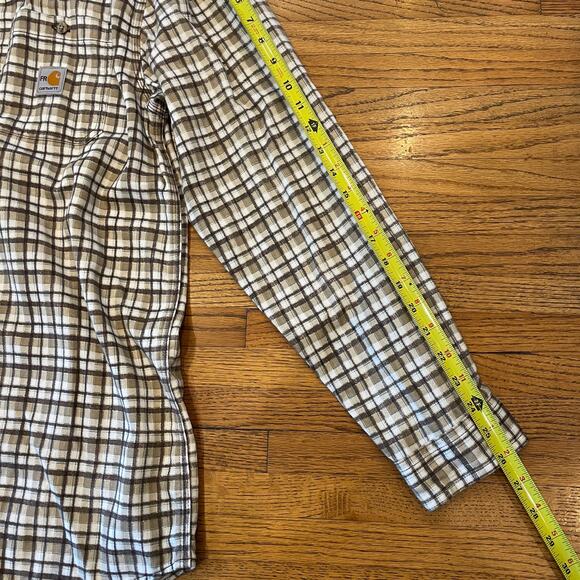 Carhartt Mens Sz M Flame Resistant FR Flannel Shirt Plaid Work Utility EUC - Picture 6 of 8